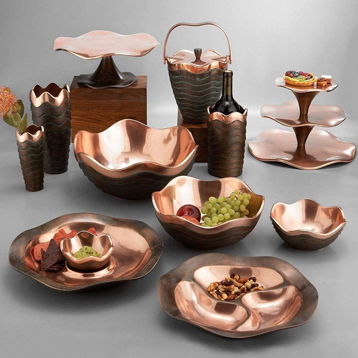 nambe nambe Small Copper Canyon Bowl | 6-Inch Fruit or Snack Bowl for Kitchen Counter, Table, Mantel Dcor | Decorative Scalloped Edge Vegetable Basket | Salad Serving Bowl | 16-Ounce