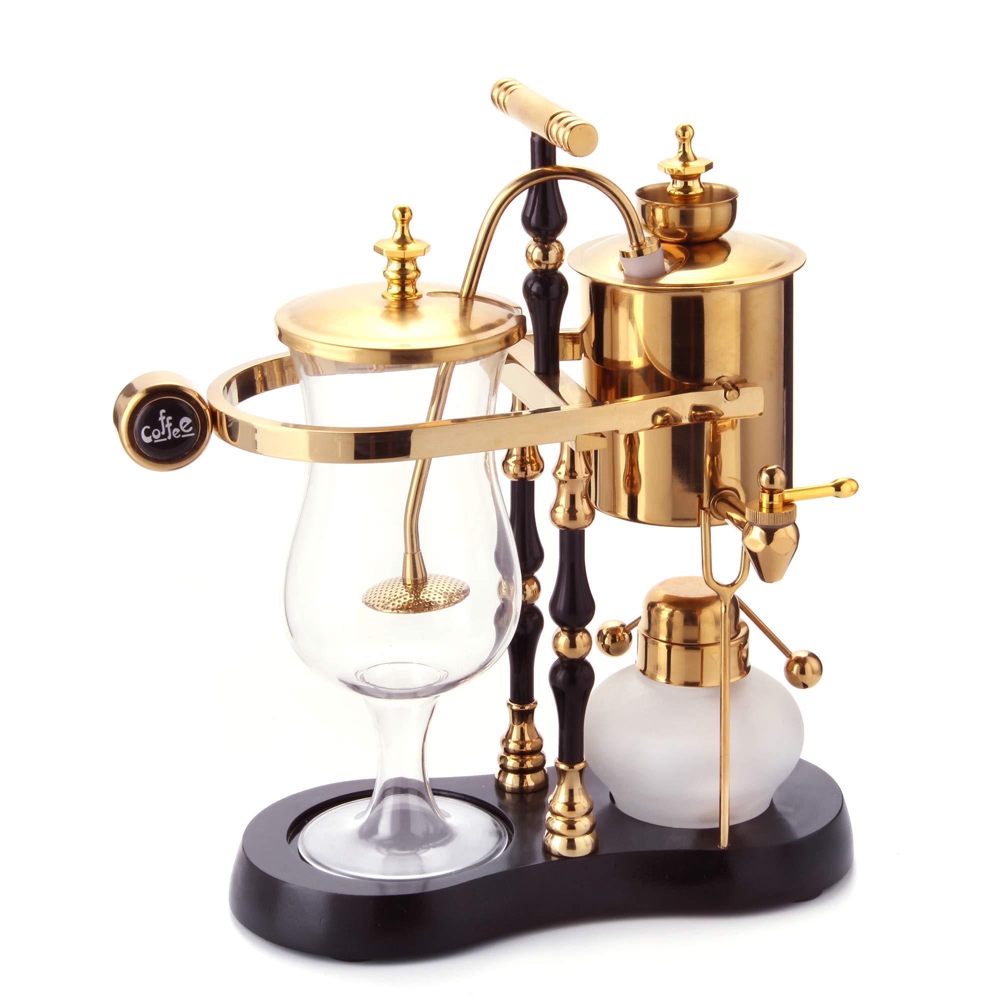 Diguo Diguo Belgian/Belgium Family Balance Siphon/Syphon Coffee Maker, Elegant Double Ridged Fulcrum with Tee Handle (Egyptian Black & Gold)