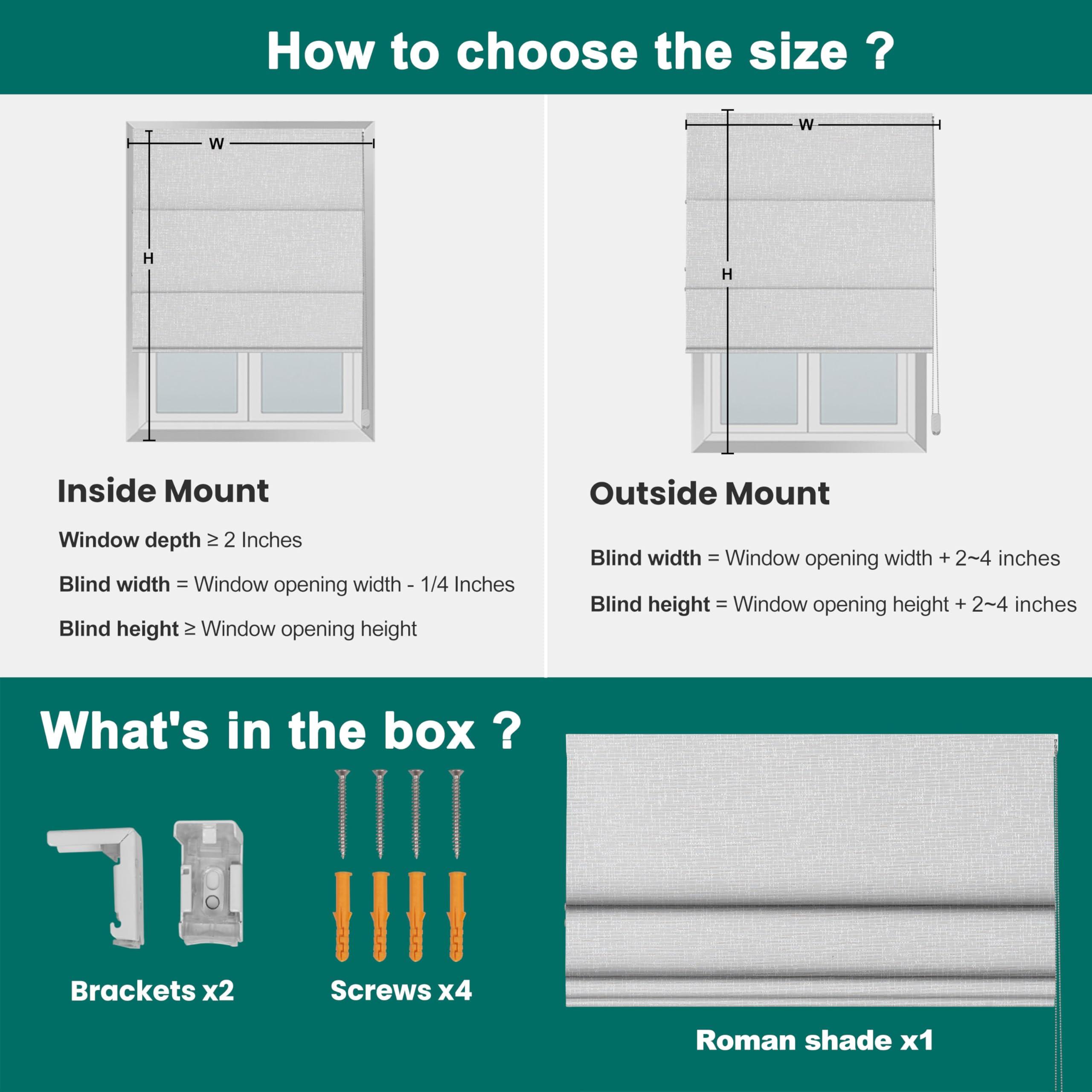 BERISSA BERISSA Roman Shades for Windows, Blackout Roman Blinds,Room Darkening Thermal Insulated Window Shades for Home Living Room Bedroom,Linen Beige,34" W x 90" H