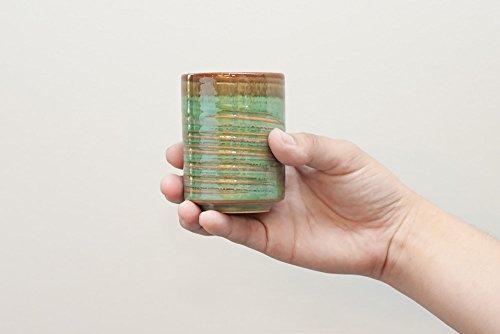 ISSIKI JAPAN Ceramic Japanese tea cup, MINOYAKI, Aoshino, Chisuji, Yunomi (Set of 2) 5 fluid ounce