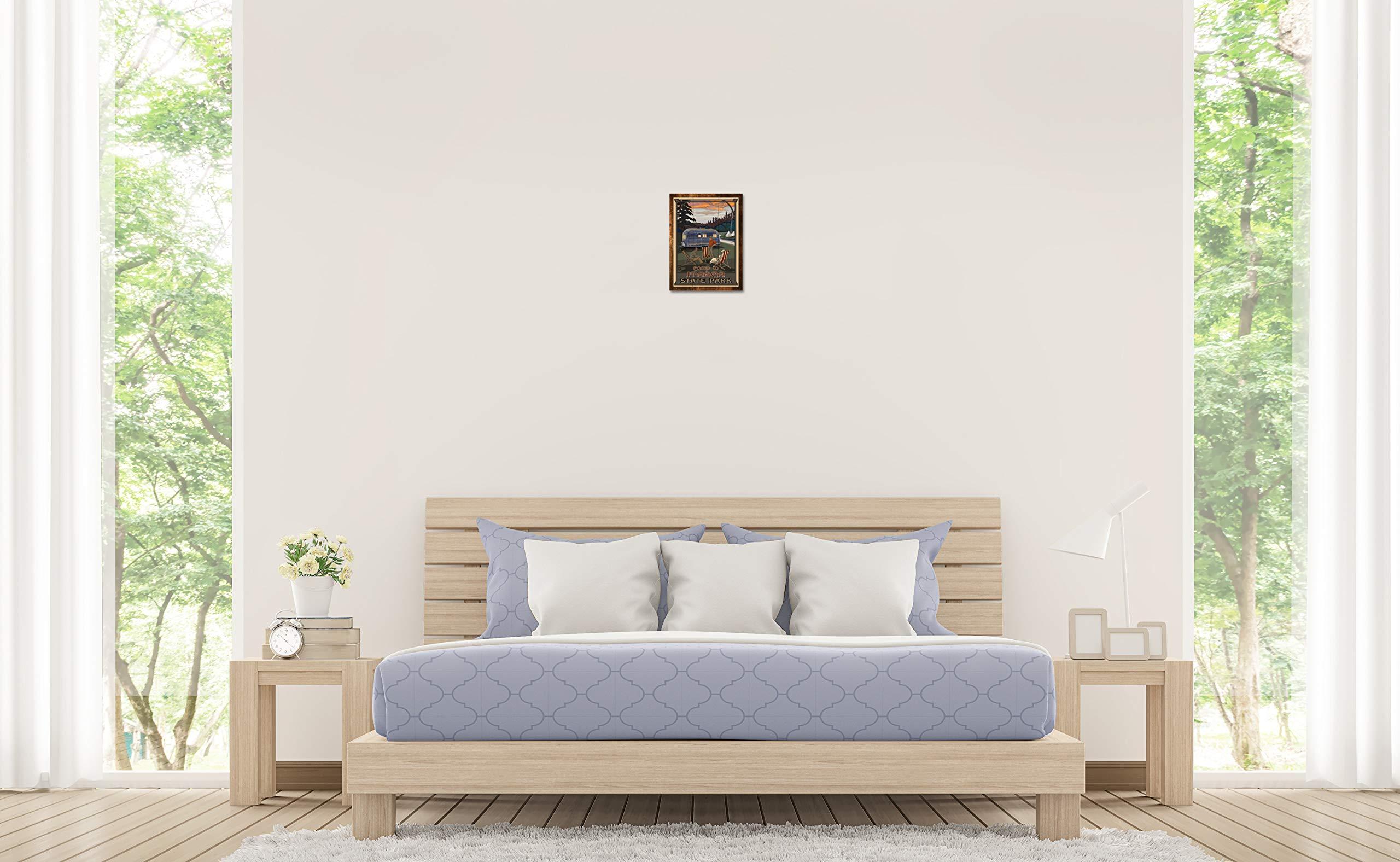 Northwest Art Mall Itasca State Park Minnesota Airstream Trailer Rustic Wood Art Print from Travel Artwork by Artist Paul A. Lanquist 9" x 12"