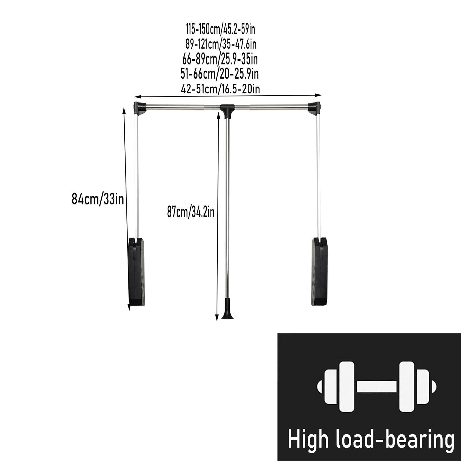 SOBS SOBS Pull Down Closet Rod Rail, Liftable Clothes Hanger Dormitory Clothes Bar Closet Pole Clothing Finishing Rack, Adjustable Width Wall Mounting Industrial Wall Frame, 16-59 in