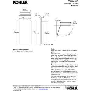 Kohler KOHLER Verdera 24 in. W x 30 in. H Recessed Medicine Cabinet in Anodized Aluminum