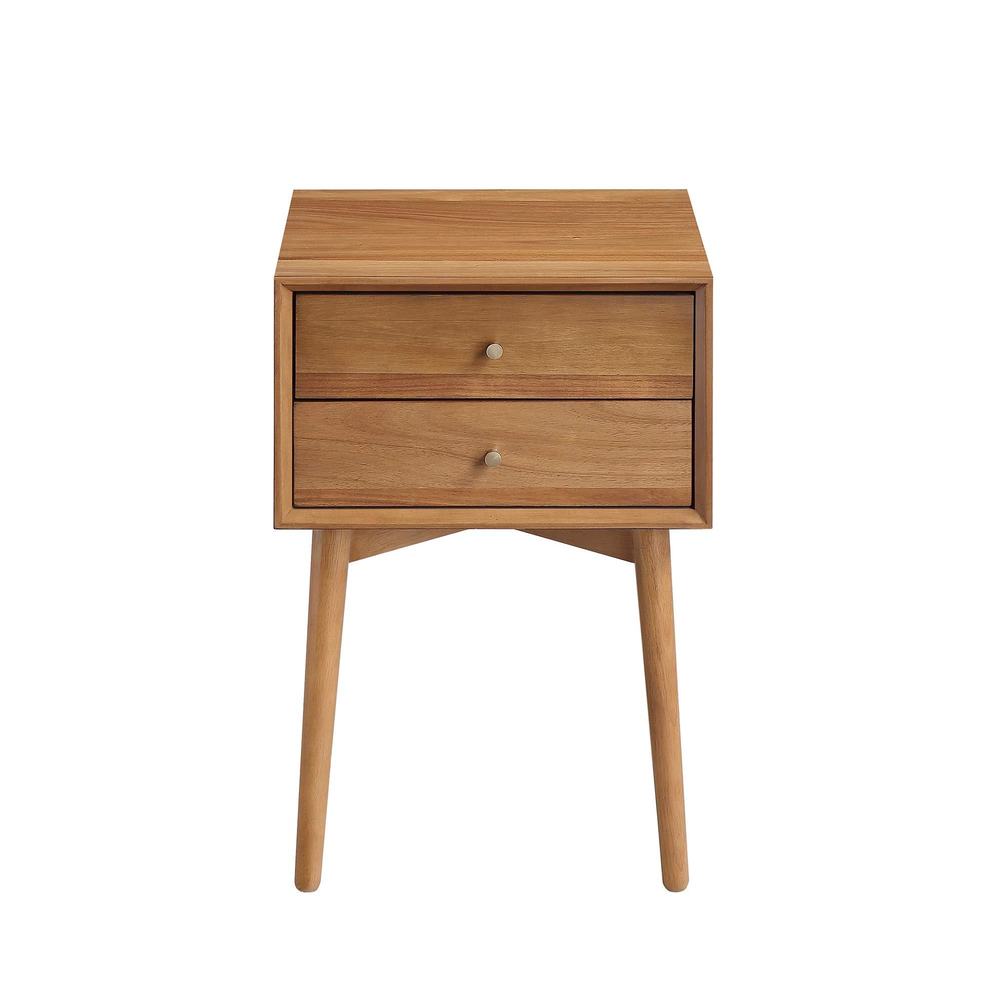Nathan James Nathan James 32704 Harper Mid-Century Oak Wood Nightstand with 2-Drawers, Small Side End Table with Storage, Brown
