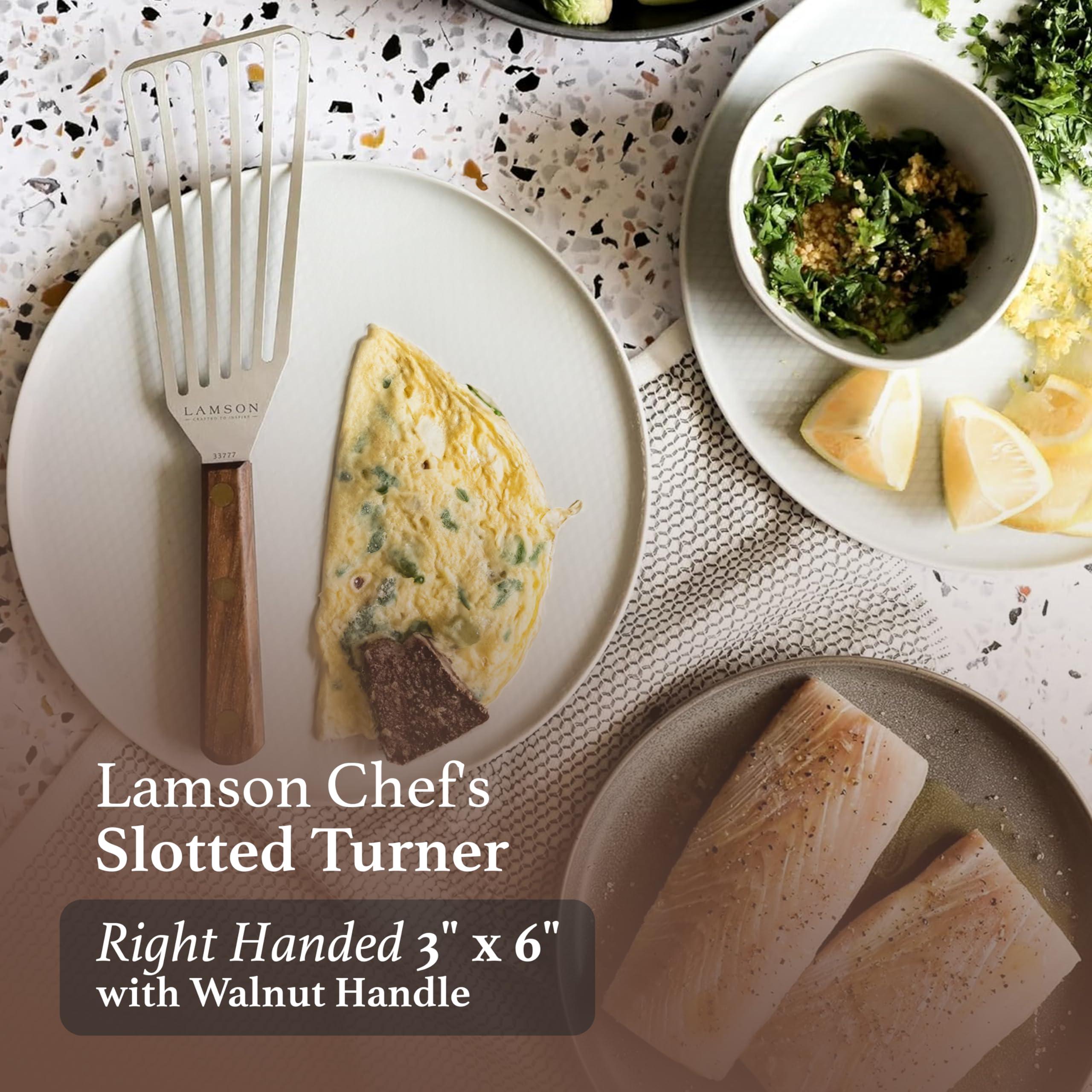 Lamson Lamson 3\' x 6\" Chef\'s Slotted Turner with Walnut Handle - Right-Hand