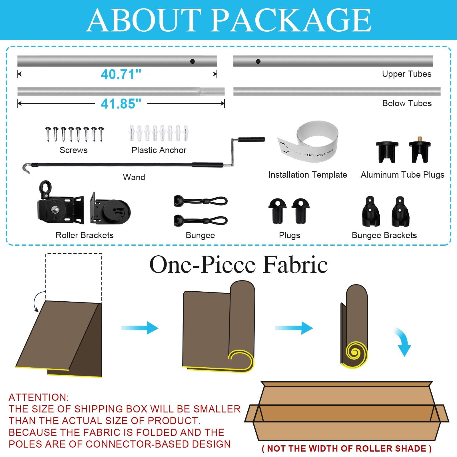 Amagenix Amagenix Outdoor Roller Shades 7'(W) X 8'(H), Exterior Cordless Patio Shades Roll Up Outdoor Blinds with 90% UV Protection, Two-Section Poles with One-Piece Fabric, Coffee Brown