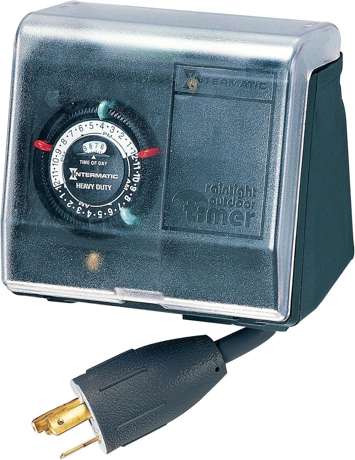 Intermatic Intermatic P1131 Heavy Duty Weatherproof Above Ground Pool Pump Timer - Twist Lock Plug and Receptacle, 2 On/Off Settings - Ideal for Water Fountains, Aerators, Landscape Lighting, Pool Filter Pumps