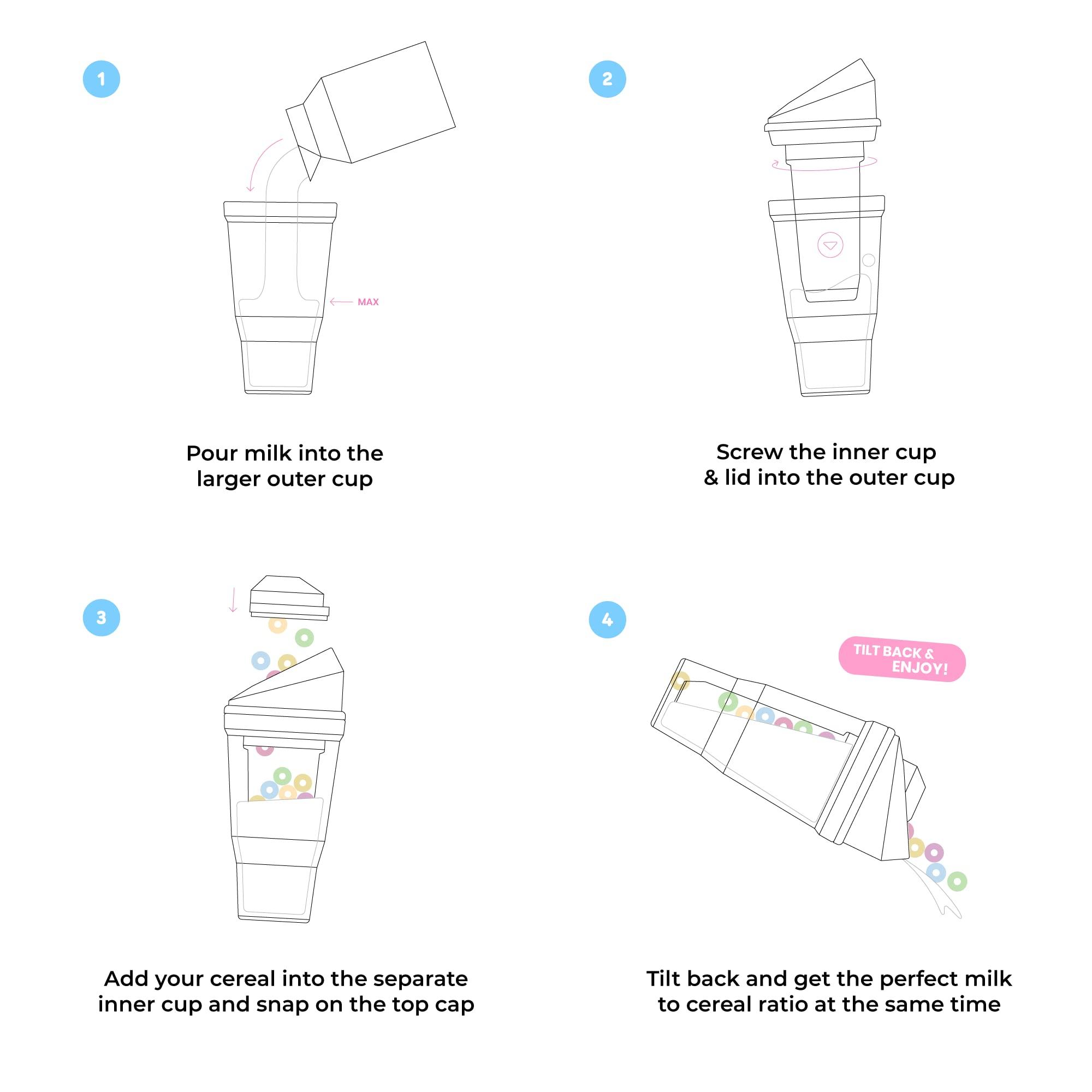 CRUNCHCUP CRUNCHCUP XL - Portable Plastic Cereal Cups for Breakfast On the Go, To Go Cereal and Milk Container for your favorite Breakfast Cereals, No Spoon or Bowl Required (Green)