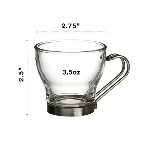 Bormioli Rocco Bormioli Rocco Verdi Espresso Cup With Stainless Steel Handle, Set of 4, Gift Boxed, 3.5 ounces