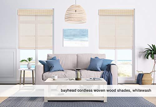 Windowsandgarden Cordless Woven Wood Roman Shades, 59W x 36H, Bayhead Grey, Sizes 20-72 Wide and 24-72 High