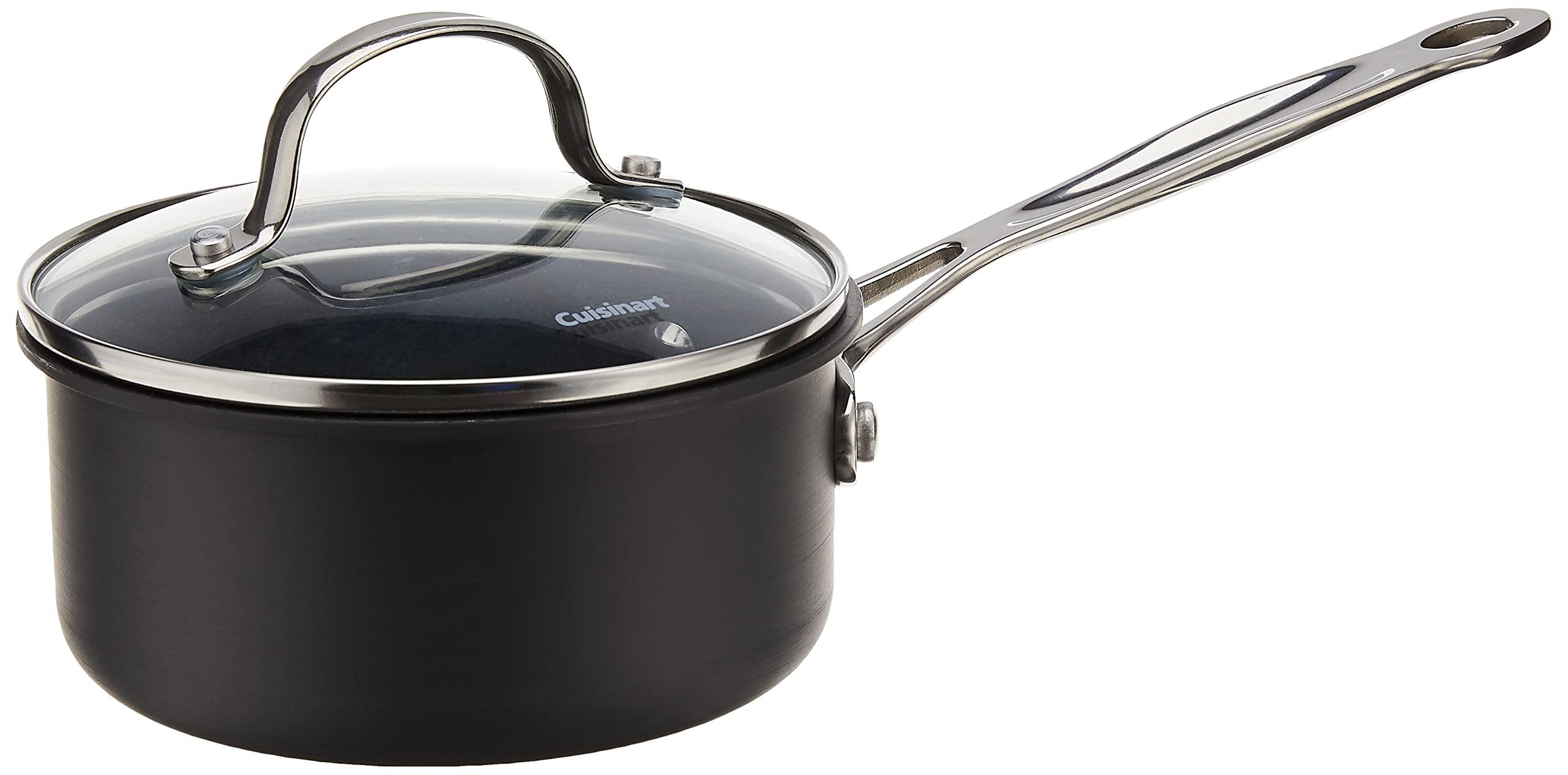 Cuisinart Cuisinart 619-14 Chef\'s Classic 1-Quart Nonstick-Hard-Anodized, Saucepan w/Cover & 719-14 1-Quart Chef\'s-Classic-Stainless-Cookware-Collection, Saucepan w/Cover