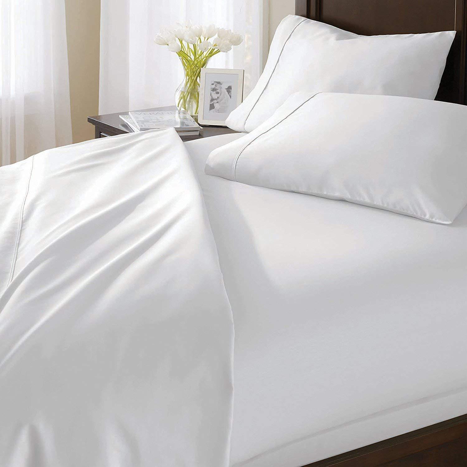 ARlinen Waterbed Sheets Super Single Size 600 Thread Count 100% Cotton 12 Inches -Deep Pockets- Attached Waterbed Sheet Set- 4 Piece - Hotel Luxury Bed - Extra Soft -White Solid Bed Sheets -Super Single