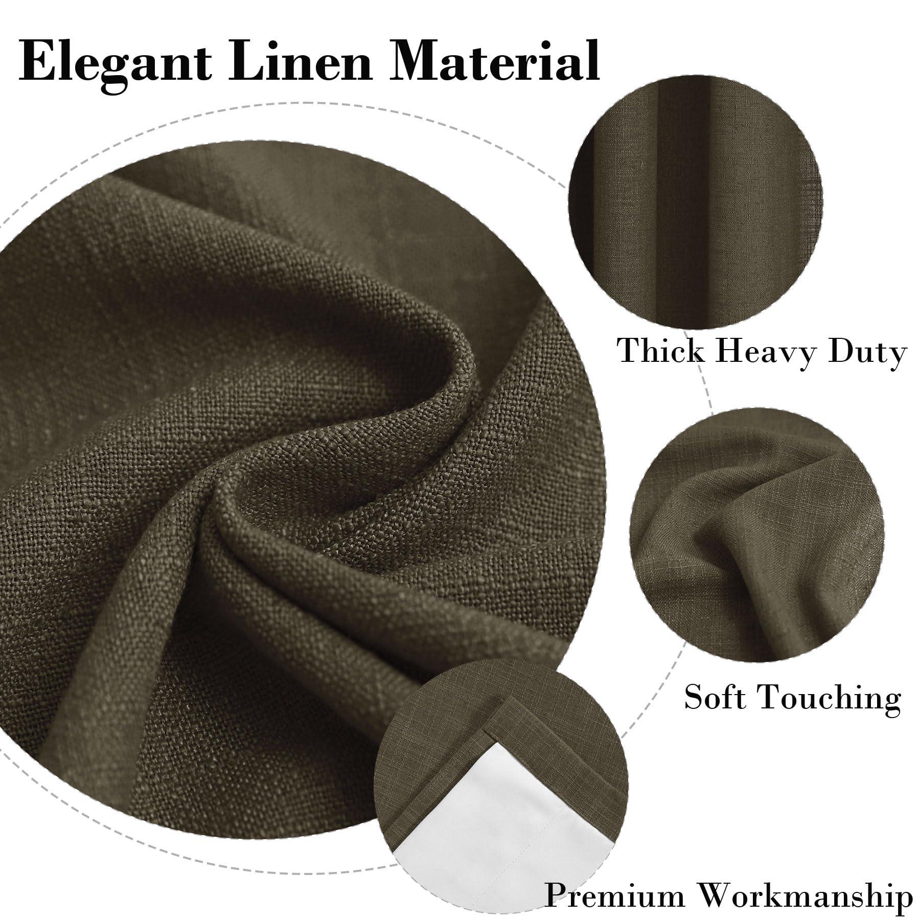 cololeaf coloeaf Blackout Extra Wide Curtains Faux Linen Look Thermal Curtains for Sliding Glass Door Extra Wide Drapes for Living Room Bedroom Room Divider Farmhouse Grommet Ebony 100" Wx96 L 1 Panel