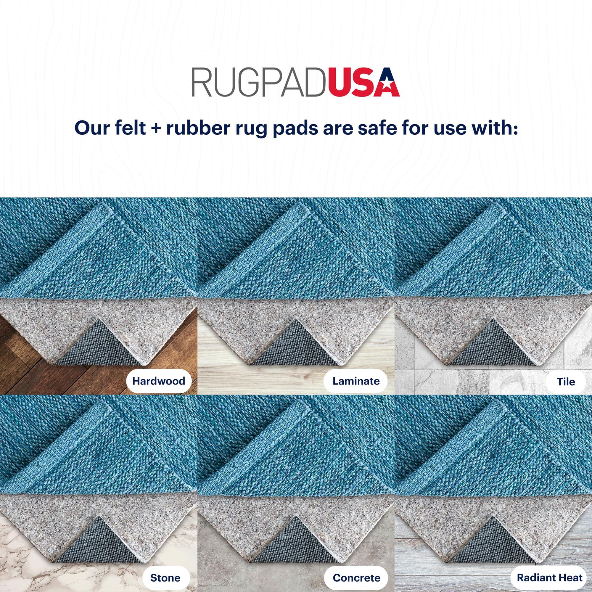 RUGPADUSA RUGPADUSA - Classic Non-Slip - 2\'6\" x 9\' - 1/4\" Thick - Felt & Rubber - Dual Surface Non-Slip Rug Pad - Cushioning Felt for Added Comfort - Safe for All Floors and Finishes