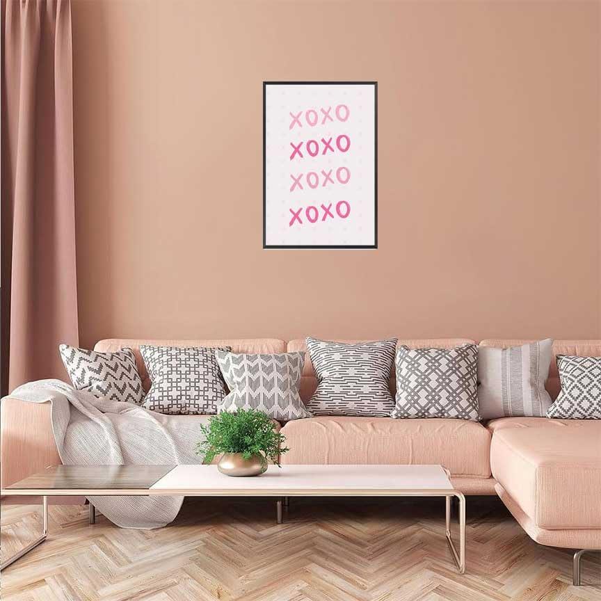 HomeLoft Basics Pink Xo Wall Art Preppy Grily Poster Minimalist Cute Girl Room Wall Decor Watercolor Aesthetic Xo Prints Painting For Home Bathroom Bedroom Living Room Apartment 12x16in Unframed