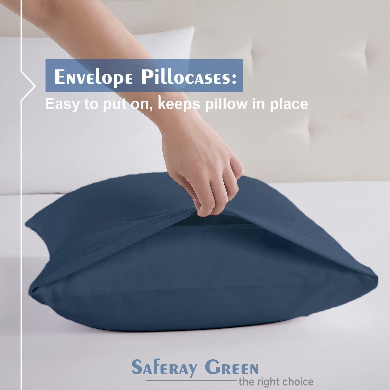 Saferay Green Saferay Green 4Pc Twin XL Size Sheet Set, 100% Organic Cotton Sheet Set, 800 Thread Count Sheets, Soft & Breathable Sheet Set, Luxury 8-12\" Deep Pocket Sheet, Hotel Quality Sheets - Steel Blue