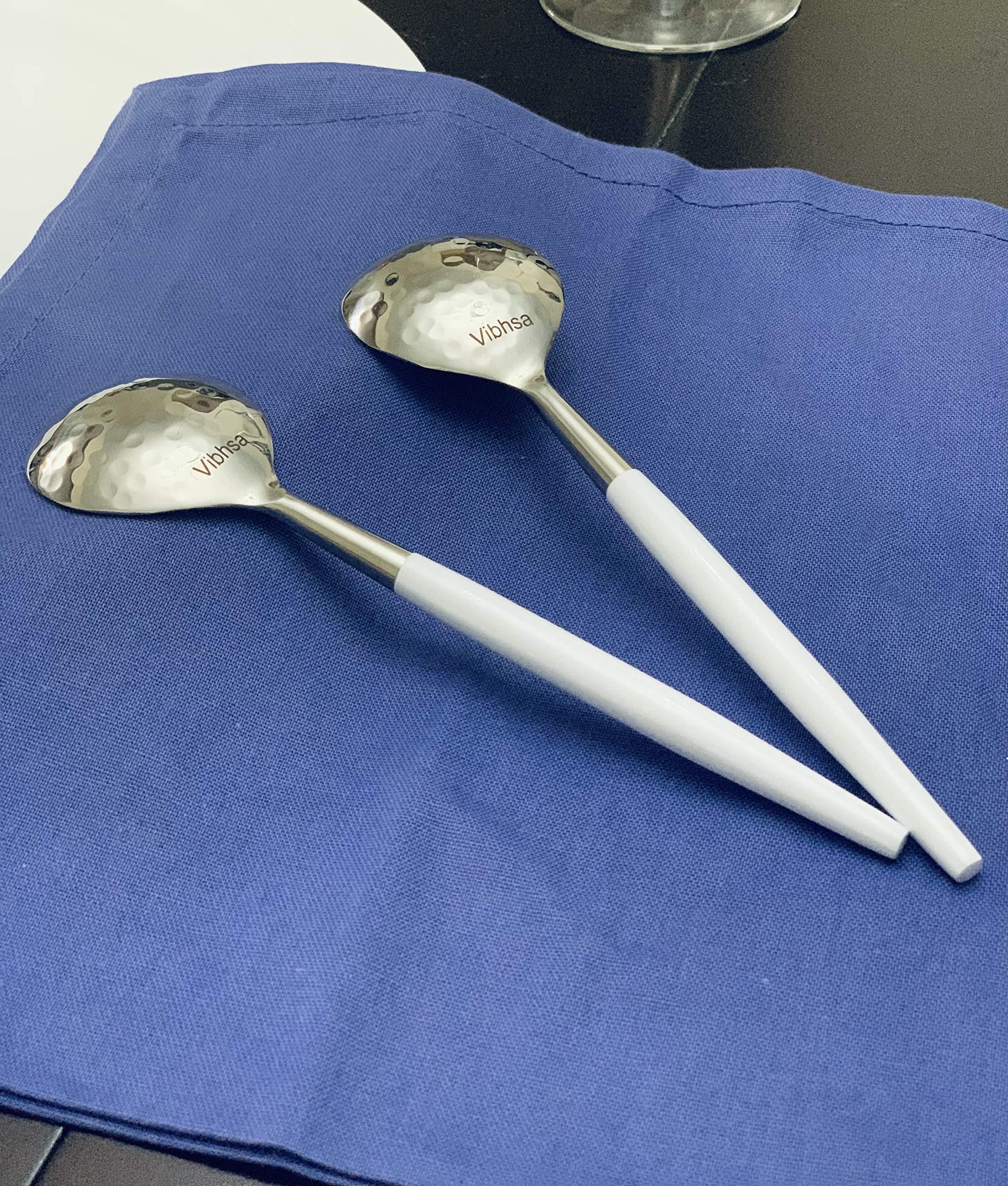 VIBHSA Vibhsa 6-PC Stainless Steel Soup Spoon (Hammered Mouth, White)