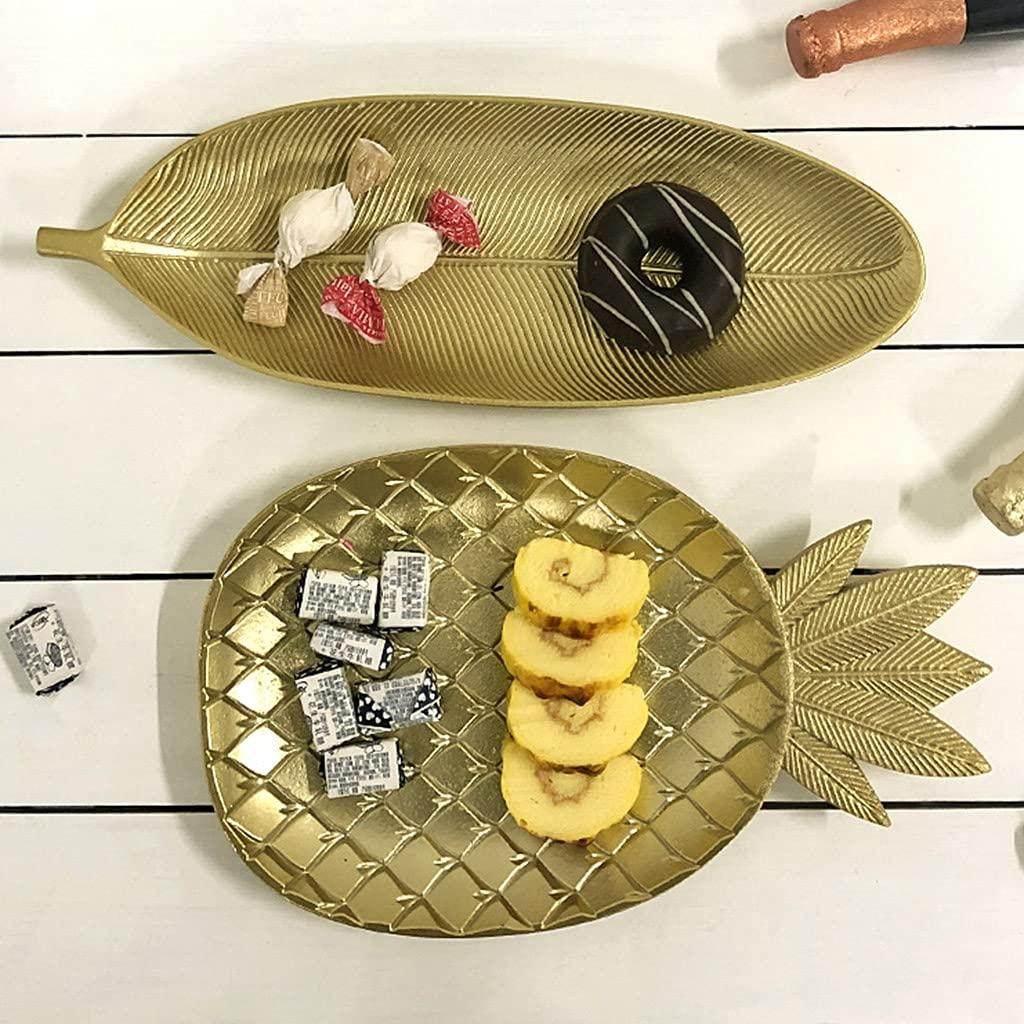 LEYILE LEYILE Gold Pineapple/Leaf Shape Desserts Fruit Plates Nordic Decorative Tray Dried, Large