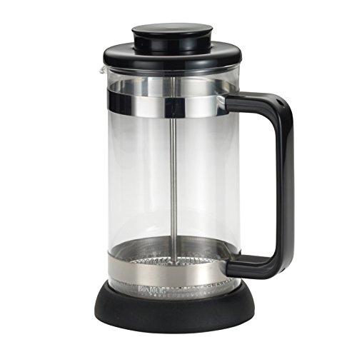 BonJour BonJour Coffee Borosilicate Glass French Press with Coaster & Scoop, 33.8-Ounce, Riviera, Black