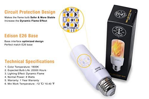 HoogaLife HoogaLife LED Flame Effect Light Bulbs - E26 LED Bulb with Gravity Sensor Flame Night Bulb for Holiday Gifts Home Hotel Bar Party Decoration (2 Pack)