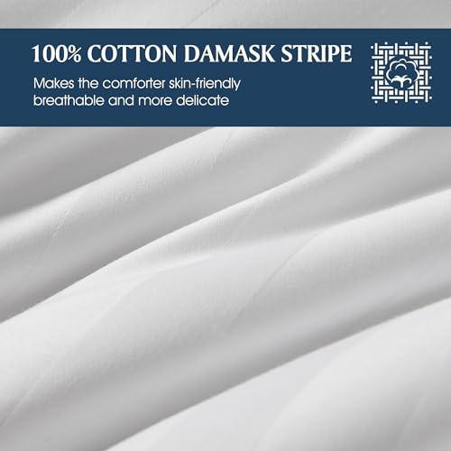 Blue Ridge Home Fashions Blue Ridge Home Fashions 350 Thread Count Cotton Damask Down Alternative Comforter, King, White