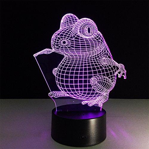 ATD (Advanced Tool Design) ATD 3D Optical Illusion Colorful Gradient Cute Frog LED Children Kids Bedroom Bedside Night Light Table Lamp with 15 Keys Remote Control