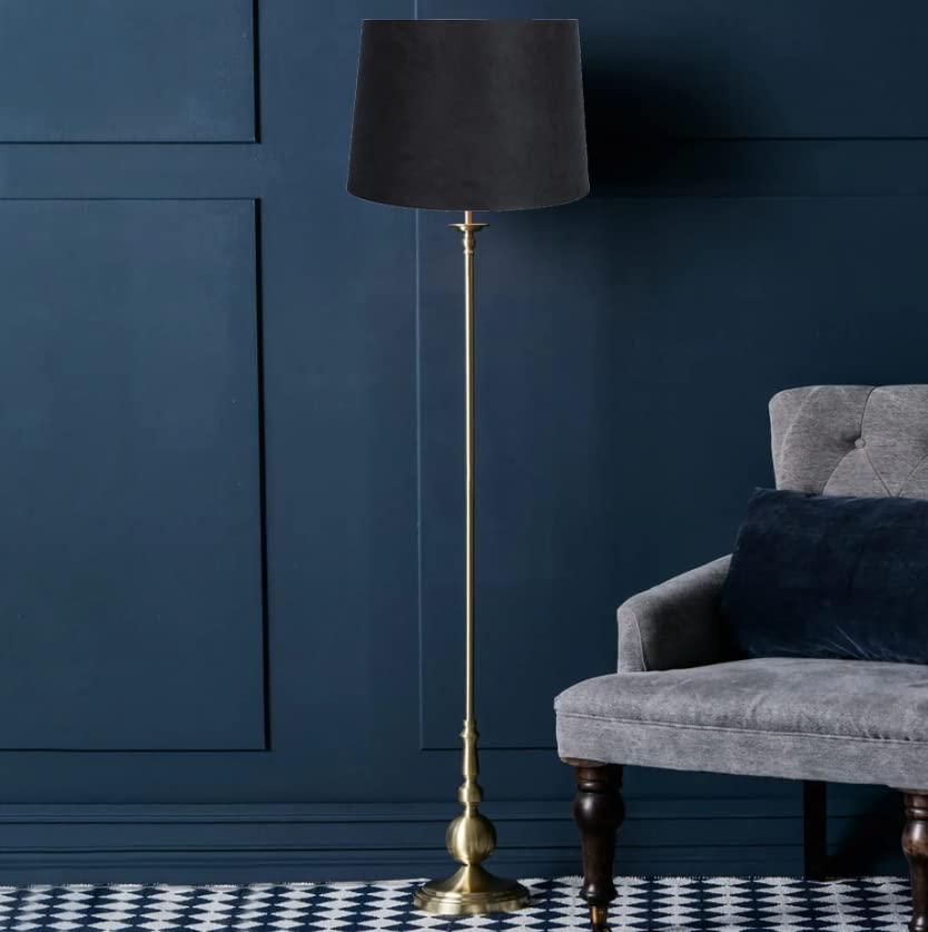 Urbanest Urbanest French Drum Suede Lampshade, 10-inch by 12-inch by 8.5-inch, Spider Fitter, Navy Blue