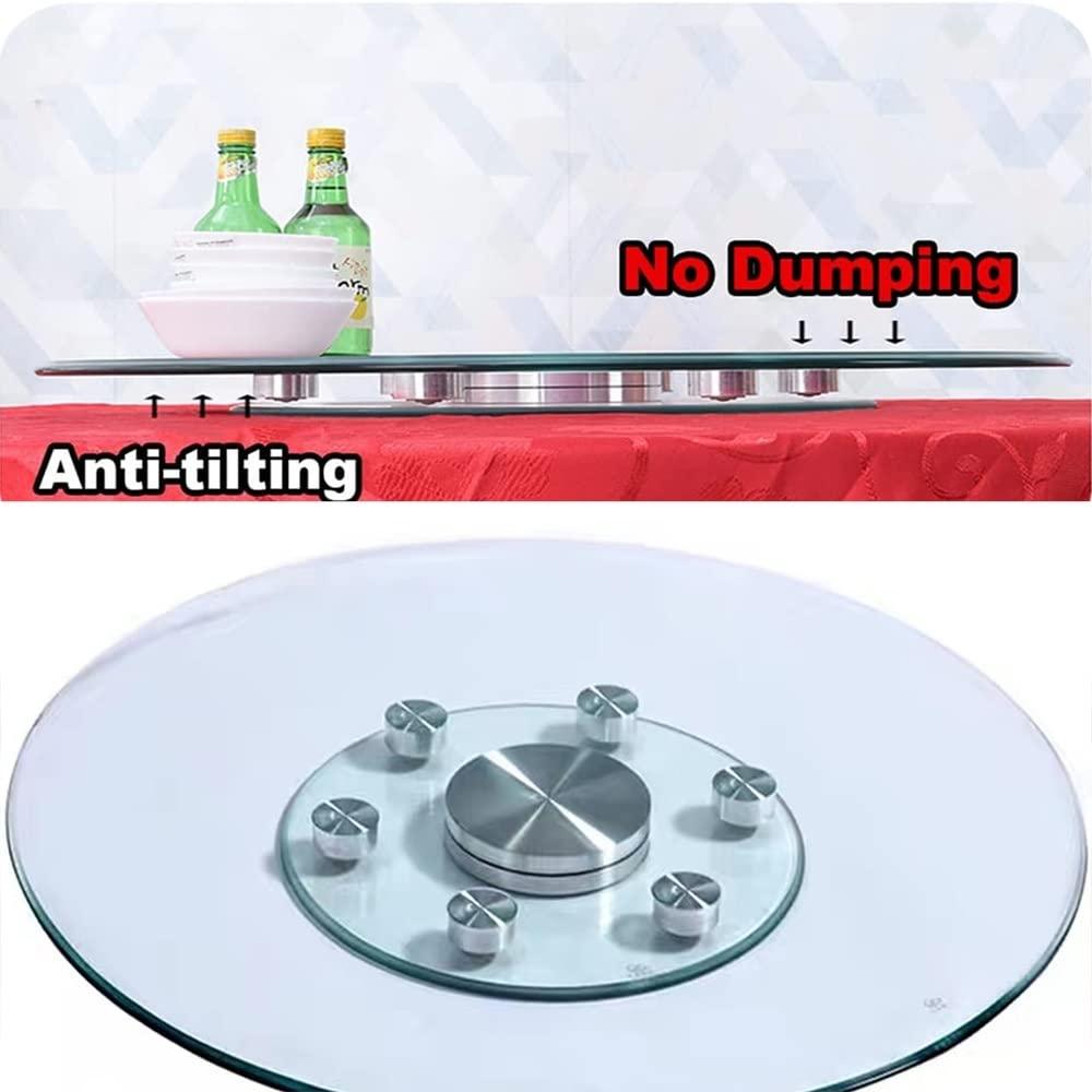 WEBUP WEBUP Large Glass Lazy Susan Table Turntable Rotating Tray Tabletop Serving Tray Clear Glass Serving Tray For Kitchen Island, Diameter: 60cm-100cm (Size : 24in/60cm)