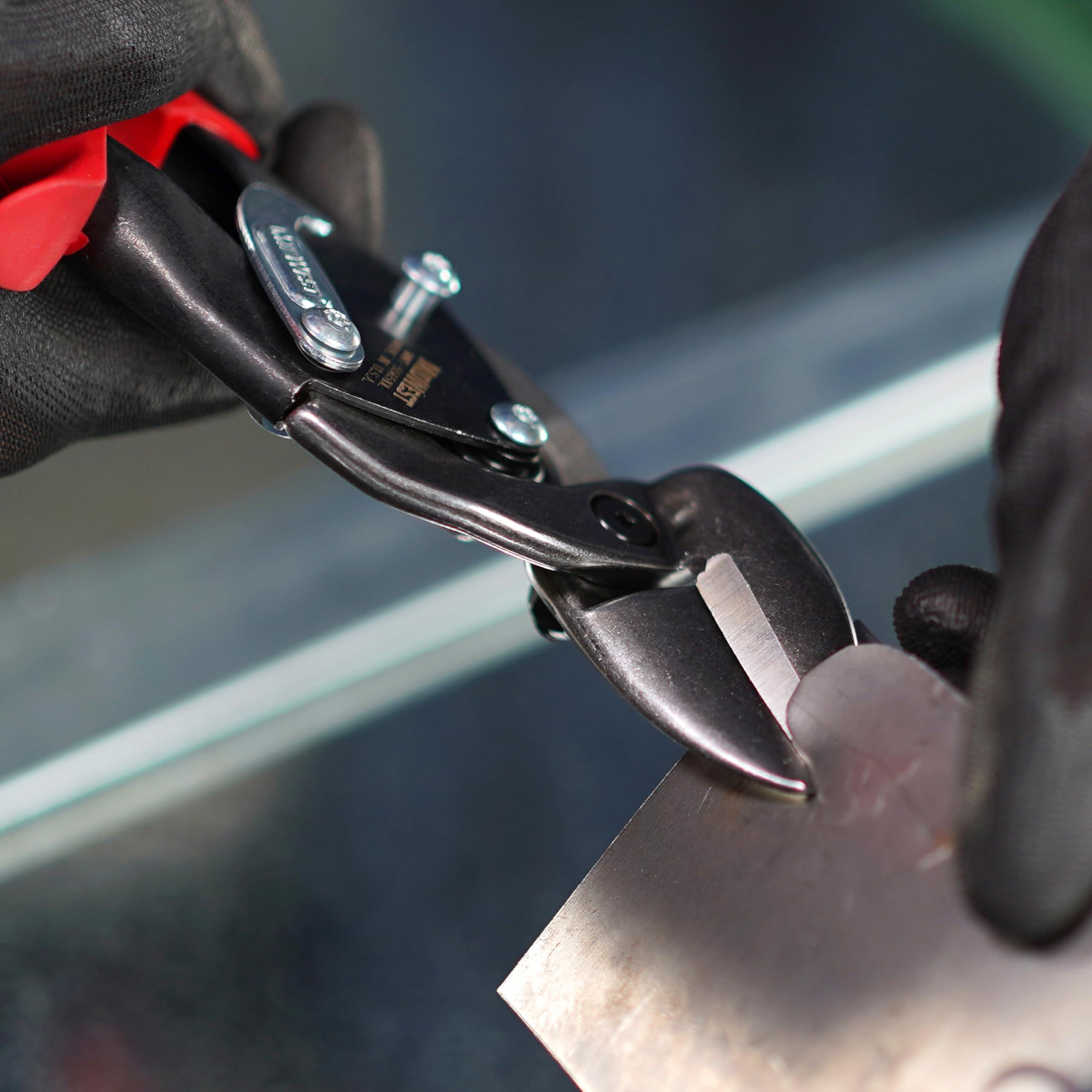 Midwest Snips MIDWEST Special Hardness Aviation Snip - Left Cut Offset Stainless Steel Cutting Shears with Forged Blade & KUSH\'N-POWER Comfort Grips - MWT-SS6510L