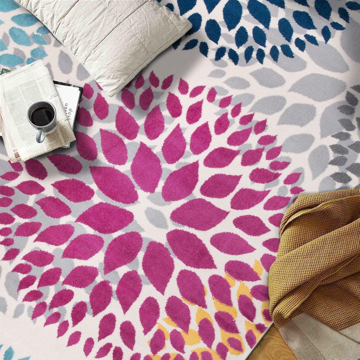 Rugshop Rugshop Modern Floral Circles Design for Living Room,Bedroom,Home Office,Kitchen Non Shedding Area Rug 6' 6" x 9' Multi