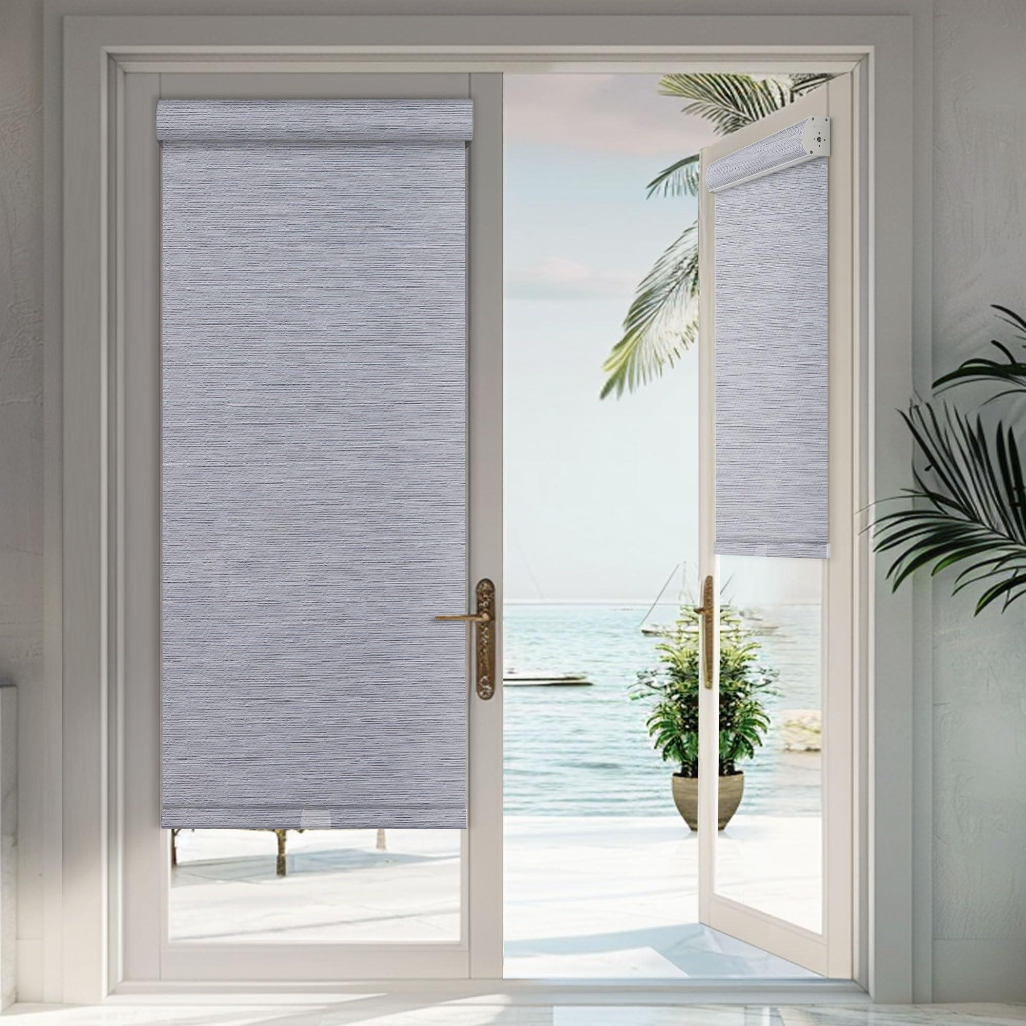 Sulugood Sulugood Roller Shades for Windows,Light Filtering Roller Blinds with Cassette Valance,Window Blinds,Jacquard Thermal Insulation Energy Saving Cordless Shades for Home Door,Beige,51" W x 56" H