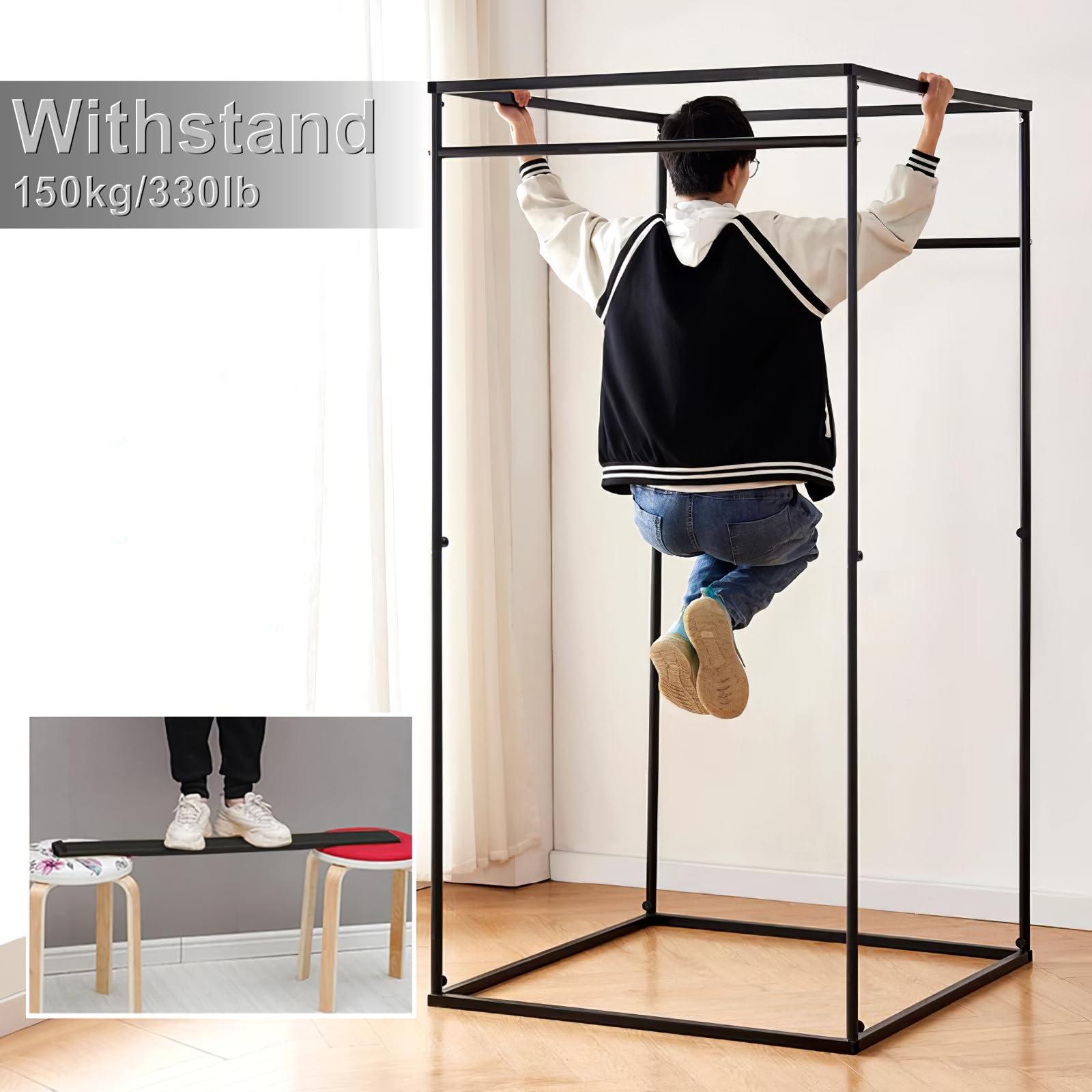 Madamera Clothing Store Fitting Room, Movable Square Changing Room, DIY Temporary Locker Room with Metal Landing Track, Privacy Screen Partition for Office Outdoor Activity and The Mall (Black, 39x39x78in)