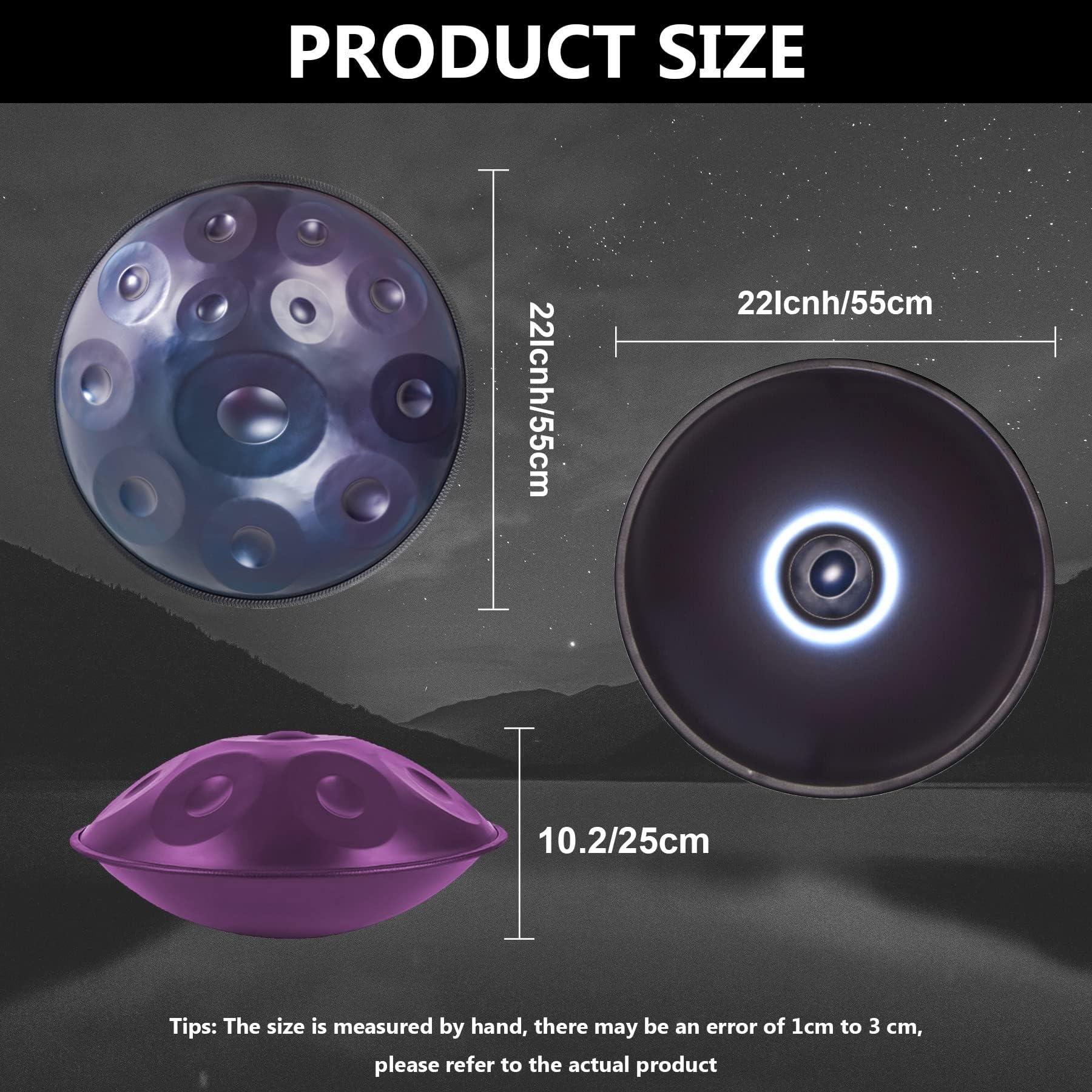 YUZDNM 432 Hz Handpan Steel Drum, 9/10/12/14 Notes 22 Inch \'\'Gold Performer\'\' In D Minor, Golden Handpan Drum Percussion, With Soft Handpan Case, Durable Handpan Stand And Dust-Free Cloth(Gold,9Notes)