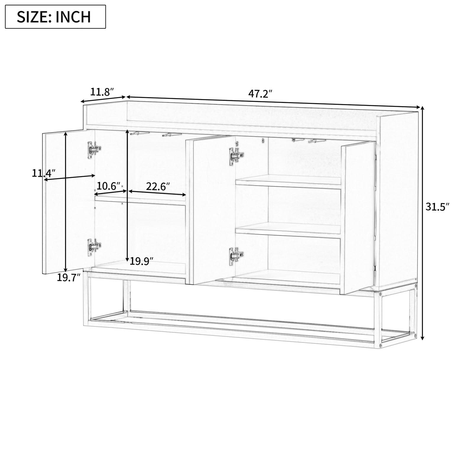 Mesnt Sideboard Table, Modern Sideboard Elegant Buffet Cabinet with Large Storage Space for Dining Room, Entryway (White)