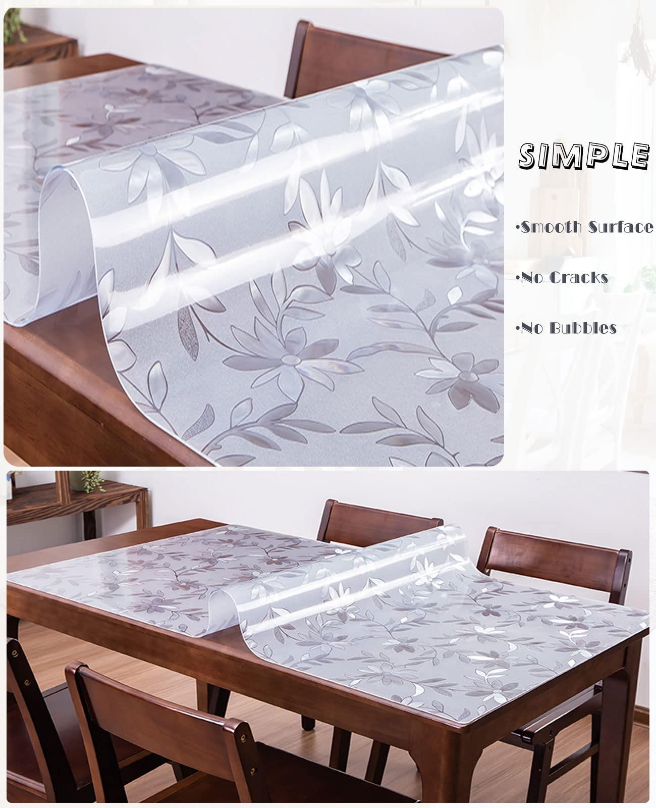 HQYG Clear Table Cover Protector for Dining Glass Table, Non-Slip Waterproof Wipeable PVC Tablecloth Desk Mat, Office Desk Top Coffee End Table Protective Pad 1.5mm 42x120 Inch