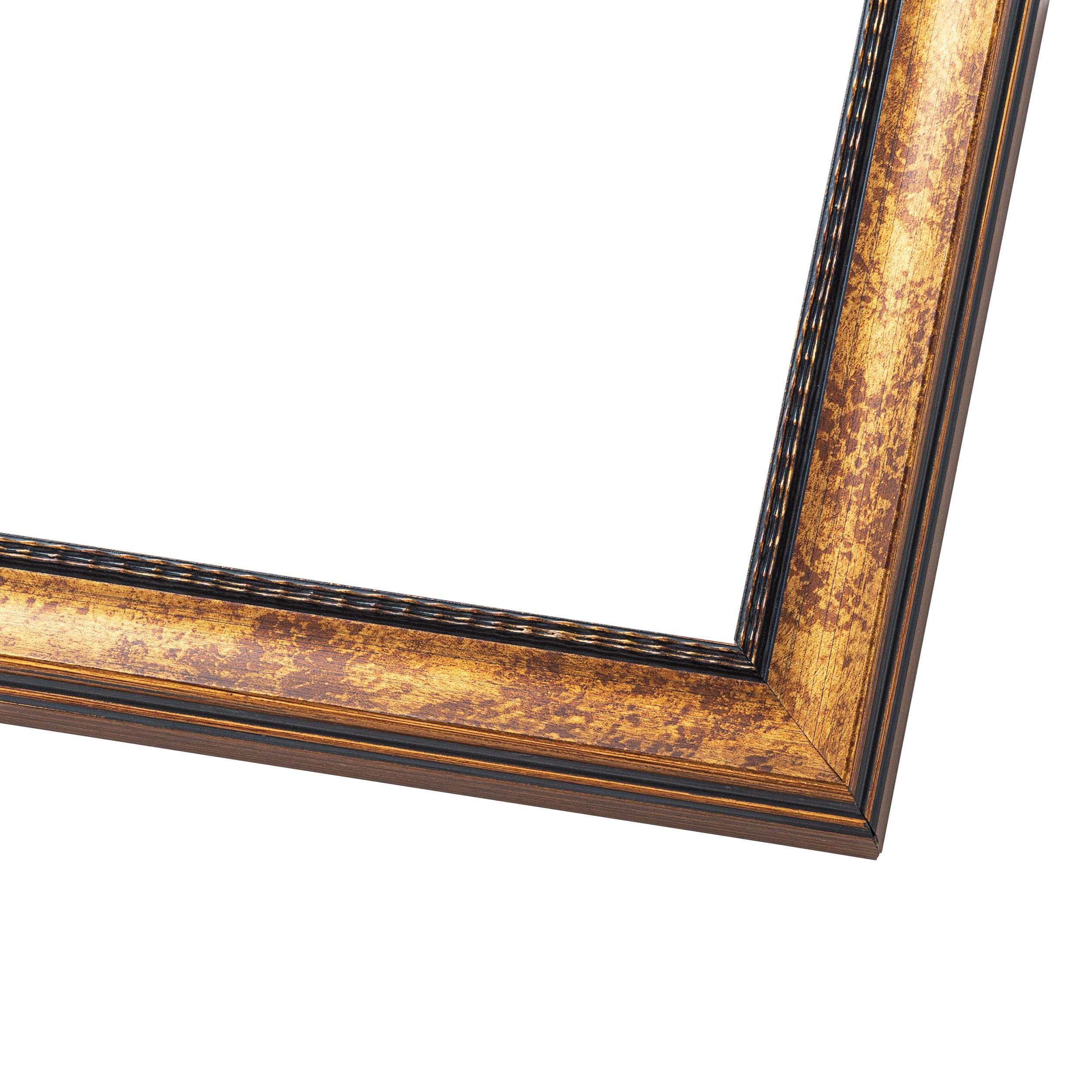 CustomPictureFrames.com 14x7 Frame Gold Real Wood Picture Frame Width 1.25 Inches | Interior Frame Depth 0.5 Inches | Garrin Gold Traditional Photo Frame Complete with UV Acrylic, Foam Board Backing & Hanging Hardware