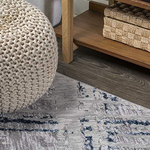 Eyely Eyely ROS201B-3 Silk Orchid Slant Modern Abstract Indoor Area Rug Transitional;Contemporary;Solid & Striped, Bedroom, Kitchen, Living Room, Easy-Cleaning, Non-Shedding, 3 X 5, Gray/Blue