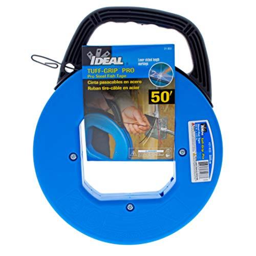 Ideal Industries IDEAL Electrical 31-033 Blued Steel Fish Tape – 50 ft. Blued Steel Fish Tape w/ Formed Hook & Tuff-Grip Pro Case, Non-Oily Finish, Laser Etched Increments