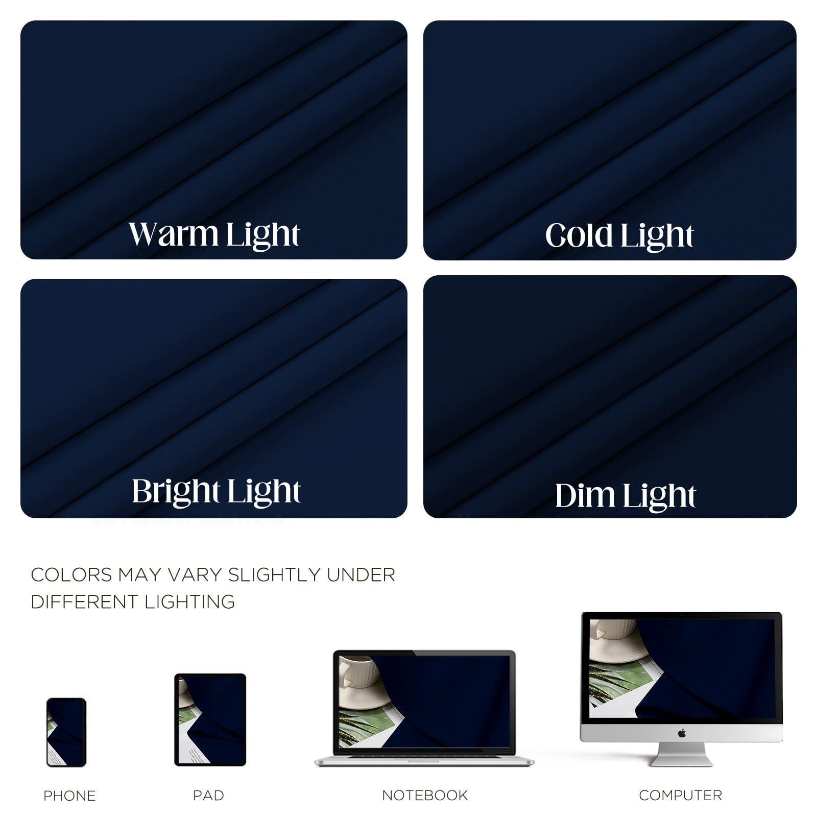 CUCRAF CUCRAF Navy Blue Blackout Curtains 108 inch Length 2 Panels Set, Room Darkening Drapes for Living Room Bedroom, Thermal Insulated Light Blocking Grommet Window Curtain (W52 x L108 Inch)