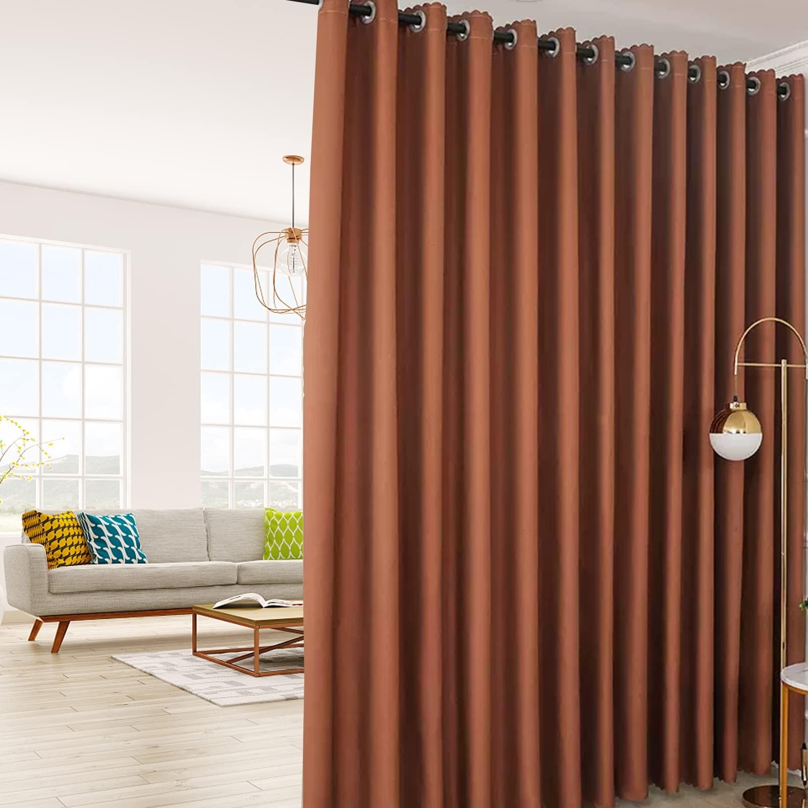 SK Studio SK Studio Room Divider Curtain Privacy Curtain for Bedroom Partition, Sound Proof Wide Blackout Curtain with Grommet for Sliding Door Curtains, Shared Office, Patio, 1 Panel Brown, W 4.3 x L 5.2 ft