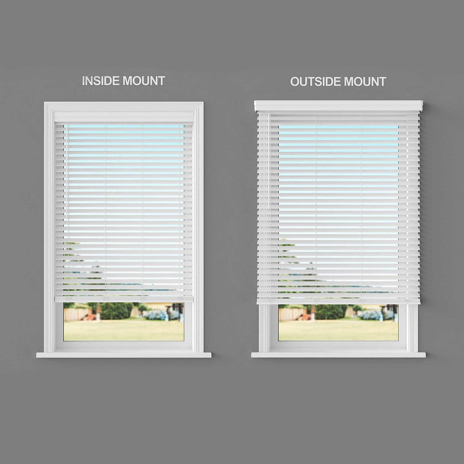 Lumino Lumino 2-Inch Cordless Faux Wood Blinds, 67.75" Width x 60" Length, White - Custom for All Window Sizes, Wood Embossed Slats, Crown Valance, Venetian for Indoor Windows
