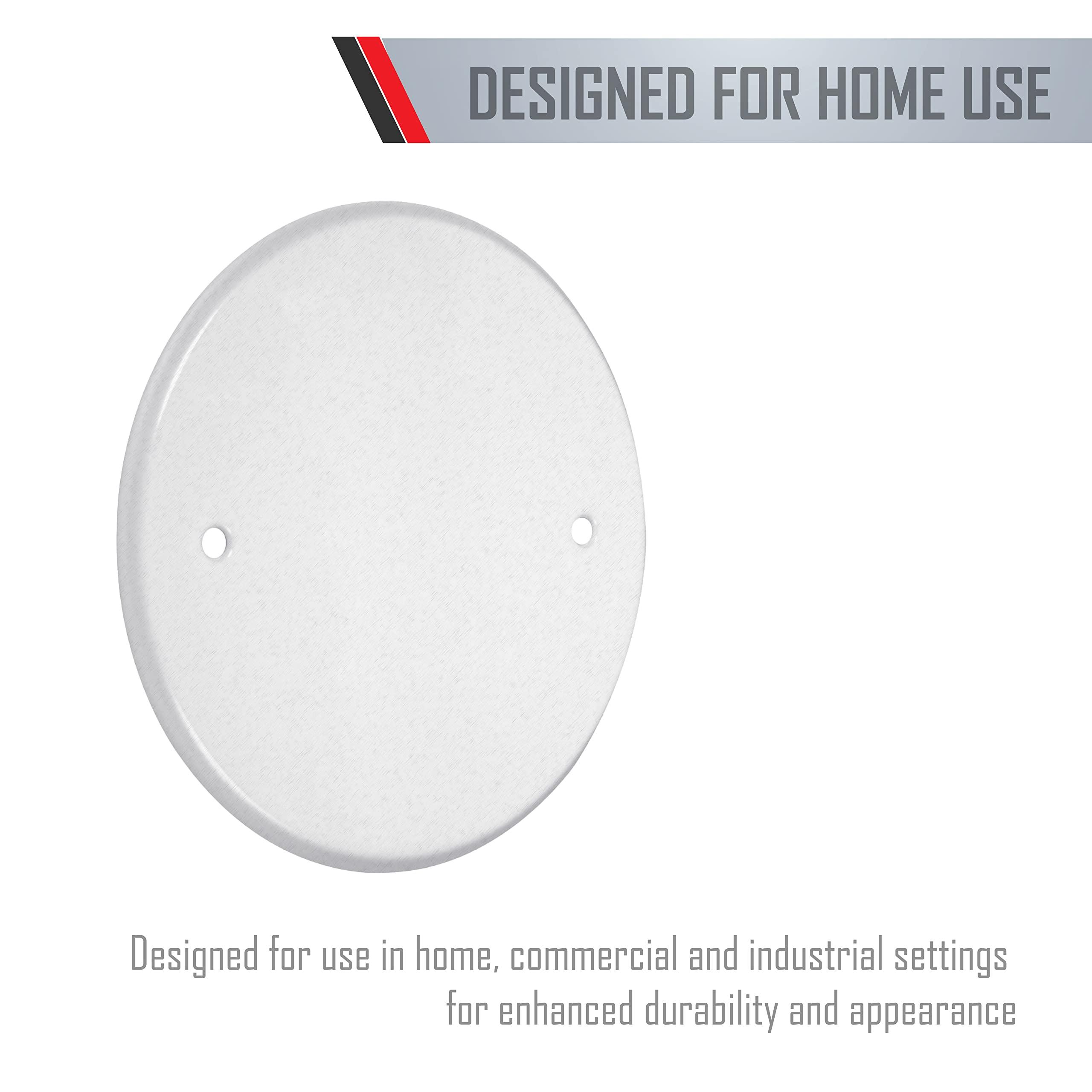 TayMac TayMac LPB3400 Flat Round Blank Plate Metallic 5 4-Inch. Box Mount, White Finish