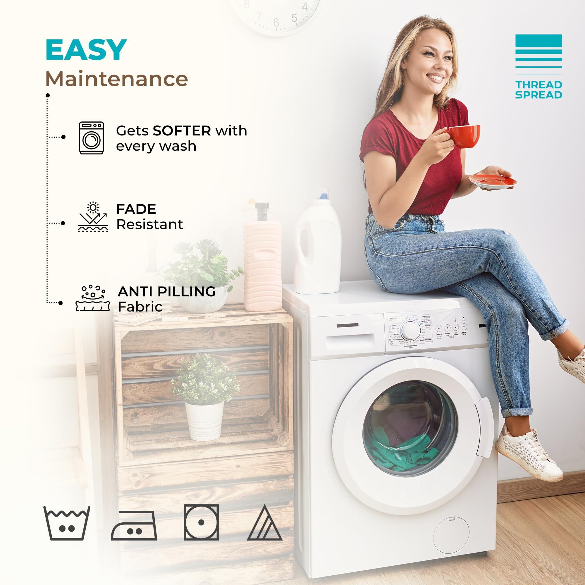 THREAD SPREAD THREAD SPREAD 100% Egyptian Cotton Sheets Queen Size - 800 High Thread Count Sheets Queen, 4 Piece Luxury Hotel Sheets for Queen Size Bed, 16\" Deep Pocket Soft Sateen Cooling Bedding Sets (Light Blue)