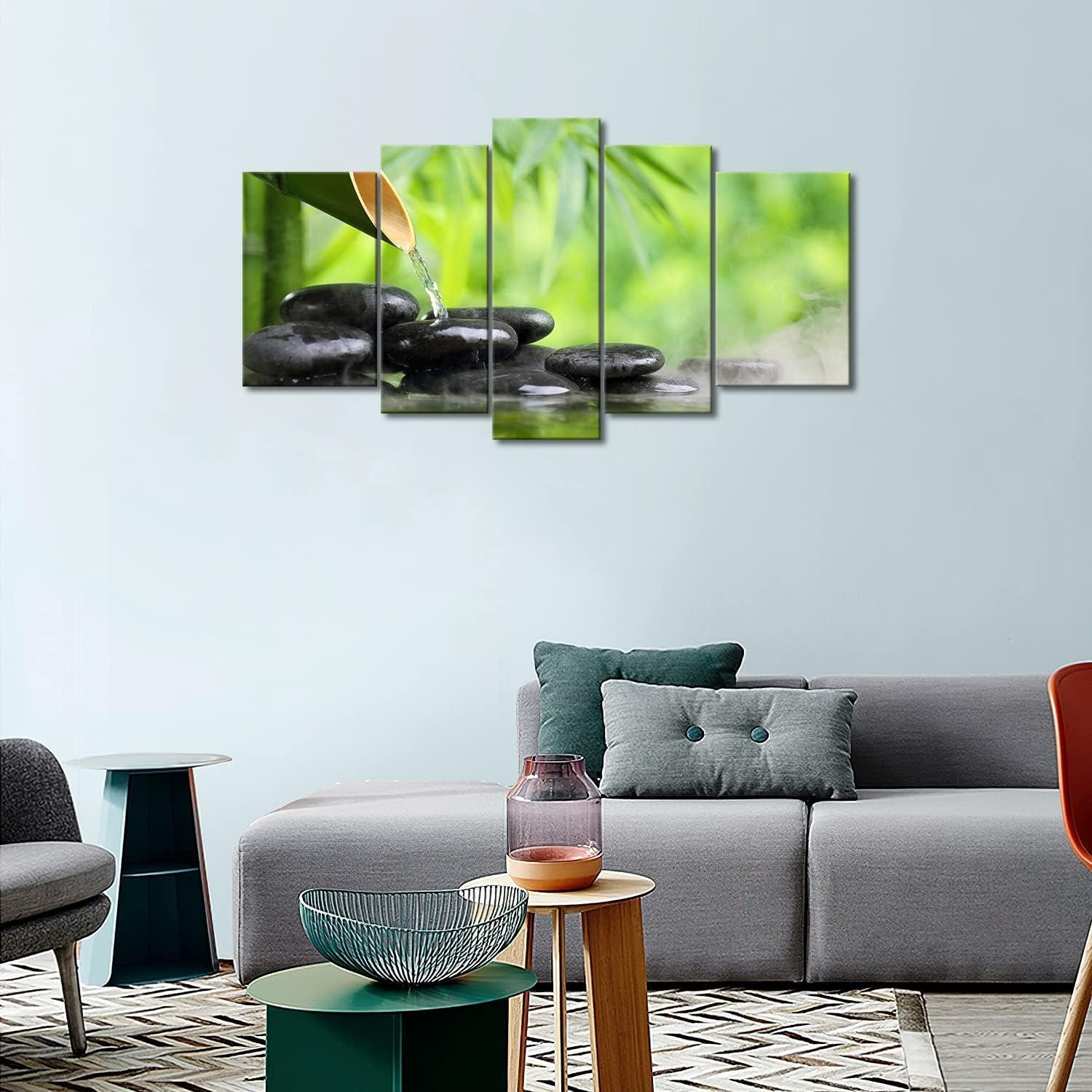 First Wall Art 5 Panel Zen Wall Art Green Spa Still Life with Bamboo Painting The Picture Print On Canvas Botanical Pictures for Home Decoration