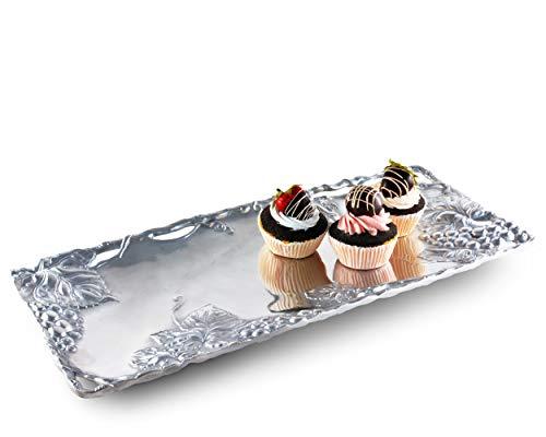Arthur Court Arthur Court Metal Grapevine Oblong Serving Tray Grape Pattern Sand Casted in Aluminum with Artisan Quality Hand Polished Design Tarnish-Free 19 inch x 8 inch