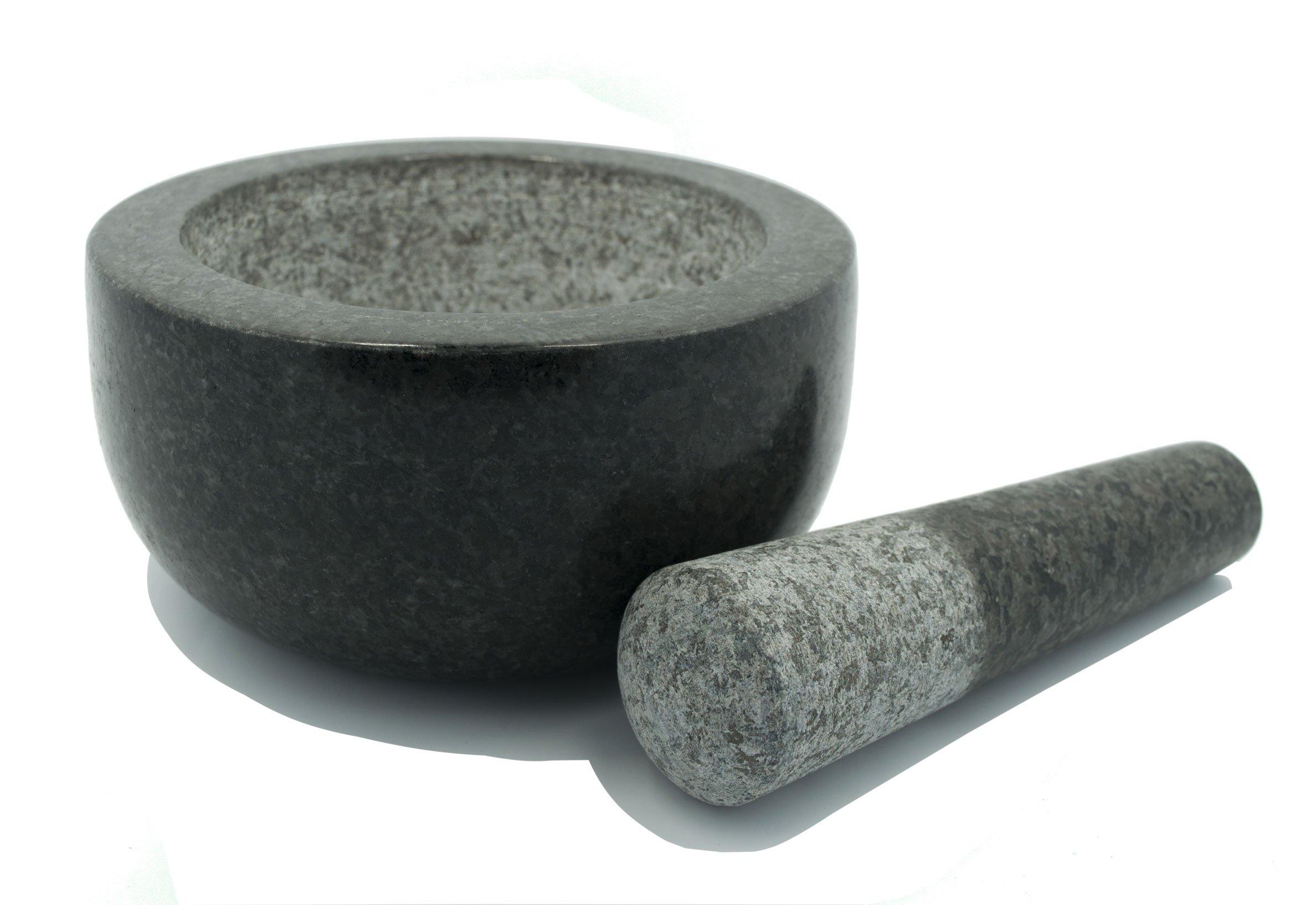 Kota Japan Kota Japan Large Black Granite Mortar & Pestle Natural Stone Grinder for Spices, Seasonings, Pastes, Pestos and Guacamole