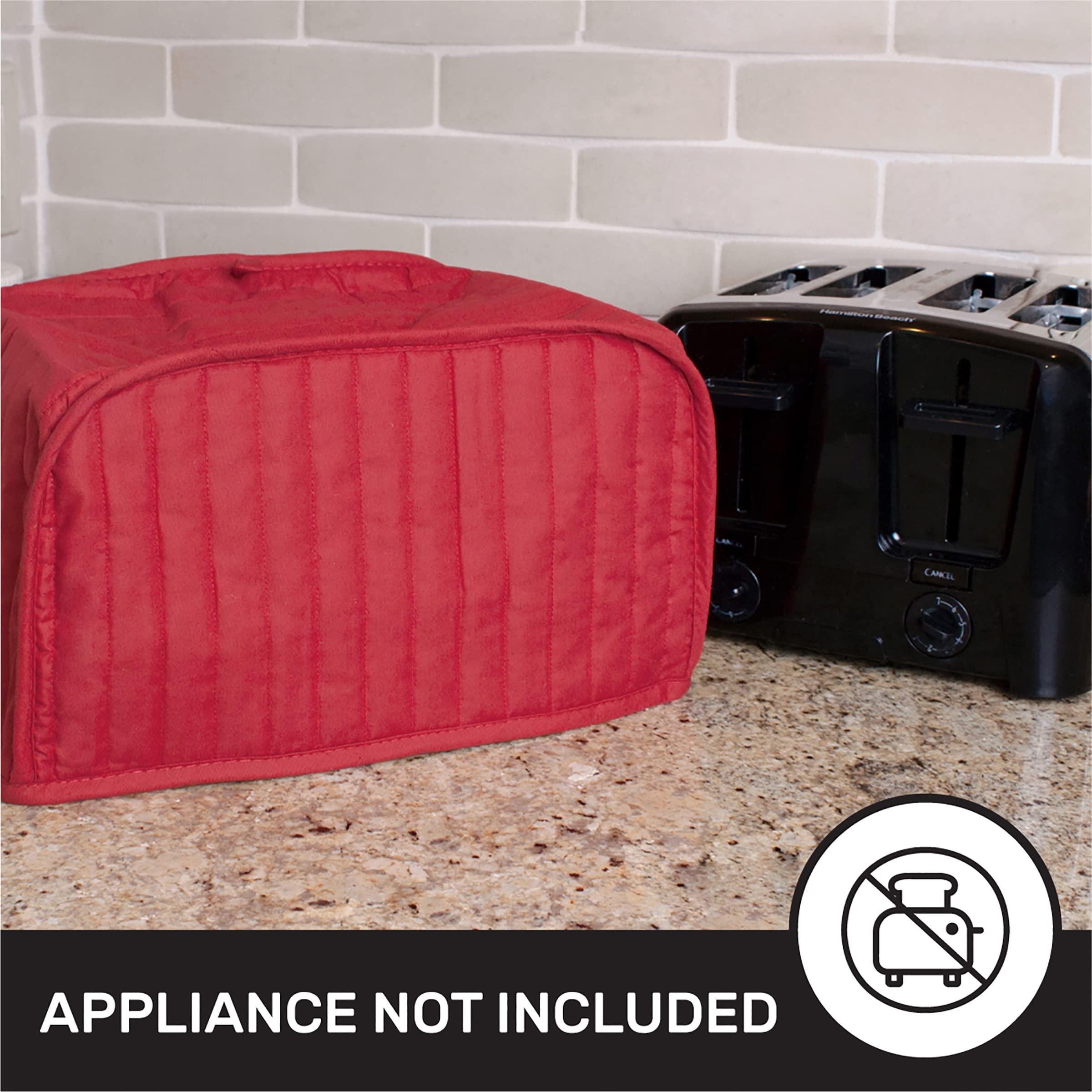 Ritz Ritz Premium Universal Four Slice Toaster Cover, 11.25\" x 7.25\" x 10.5\", Polyester and Cotton Quilted, Fingerprint Protector, Super Soft Appliance Cover And Dust Cover, Paprika Red