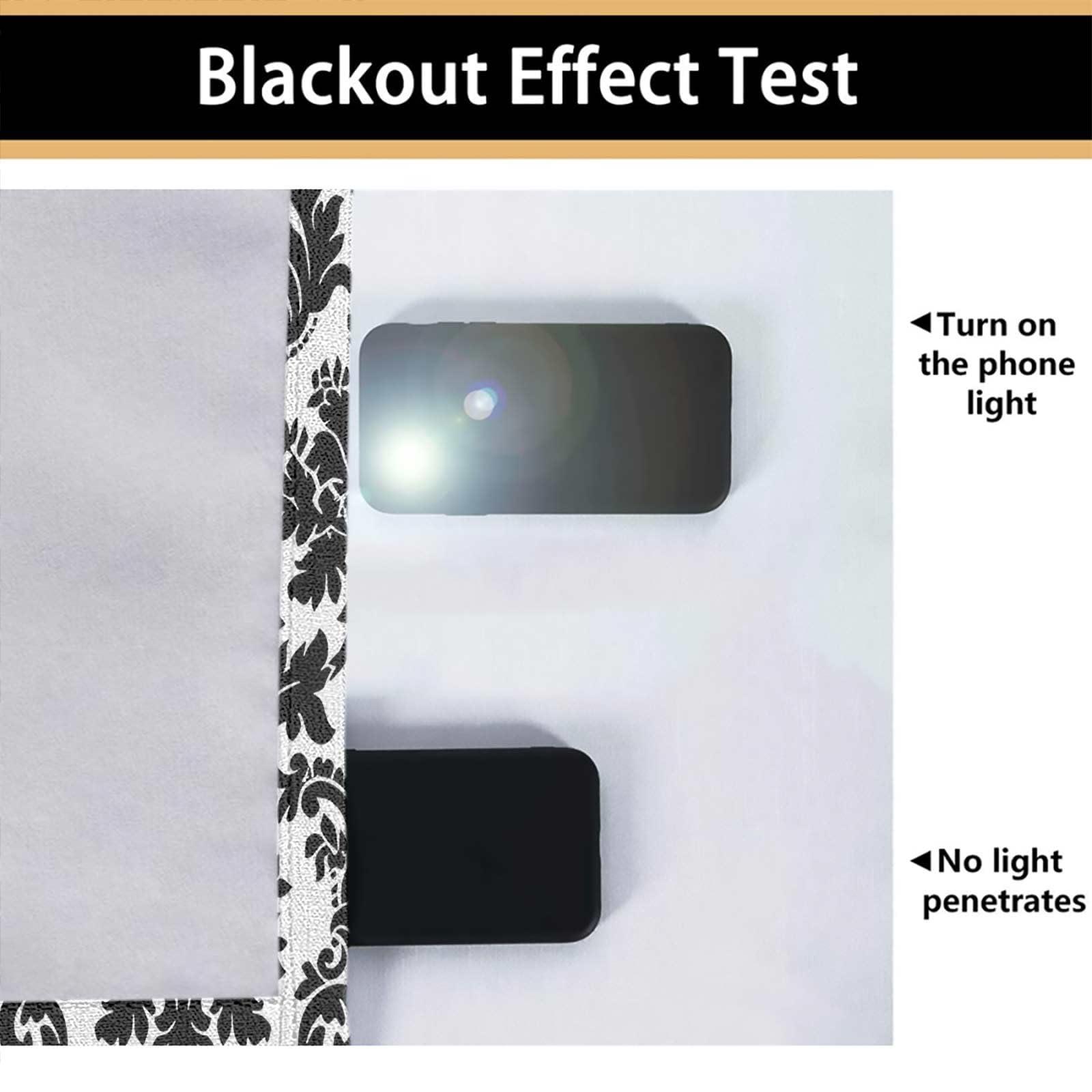 MomTumd MomTumd Damask Curtain 63 Inches Long Black and White Sun Blocking Curtains Room Darkening Window Drapes Treatment with Grommets for Bedroom 55 x 63 Inch