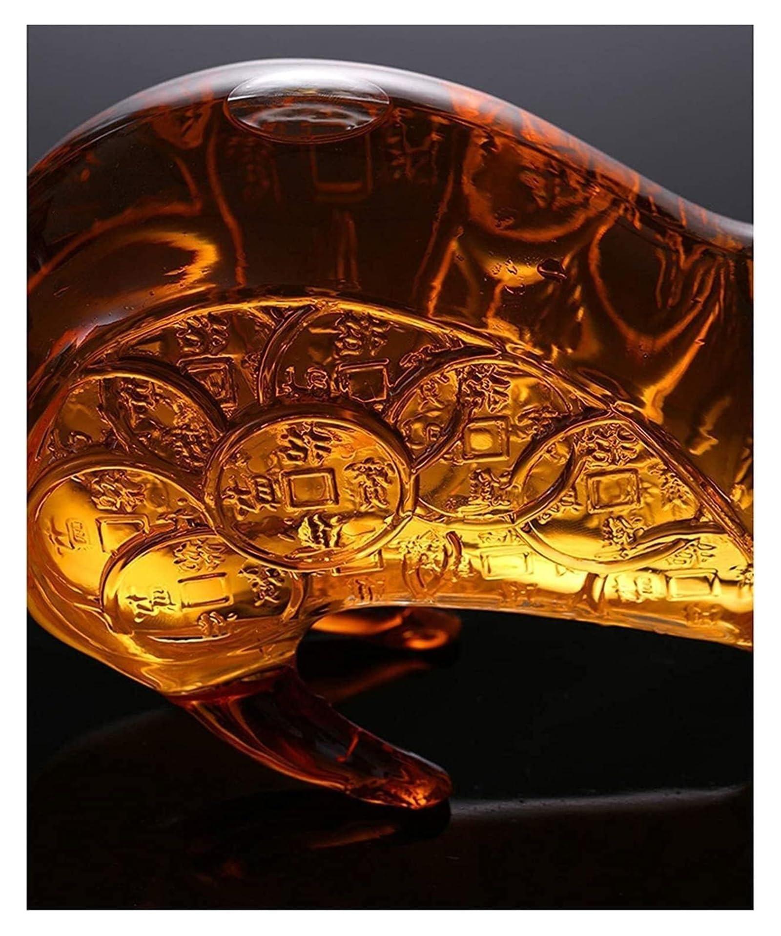 OXOAMP Unique Decanter Mouse Shape Decanter Zodiac Animal Wine Decanter For Vodka Bourbon Brandy Liquor Dispenser Glass Decanter