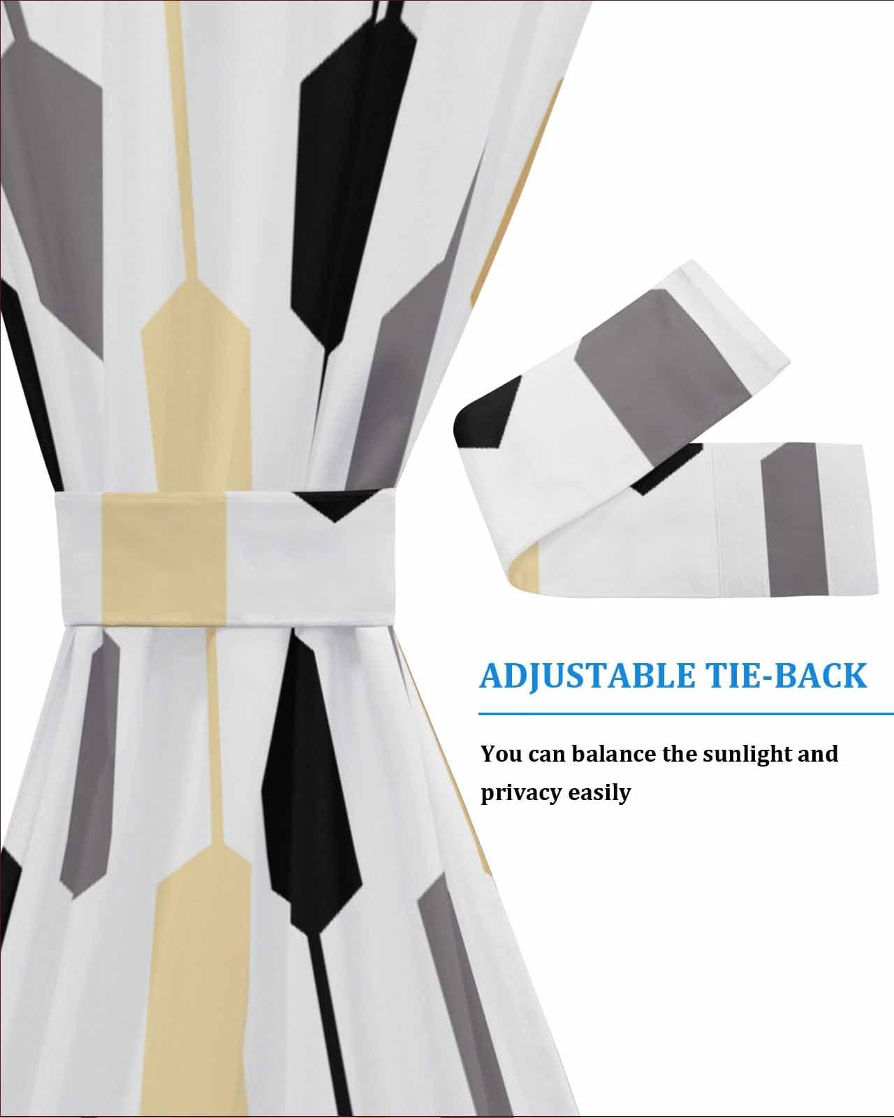 ZOE GARDEN Abstract Modernism, Blackout Door Curtains for French, Glass,Front, Back, Patio Door, Thermal Insulated Rod Pocket Window Curtain Drapes With Tiebacks, Geometric Minimalism Black White 25"x72"